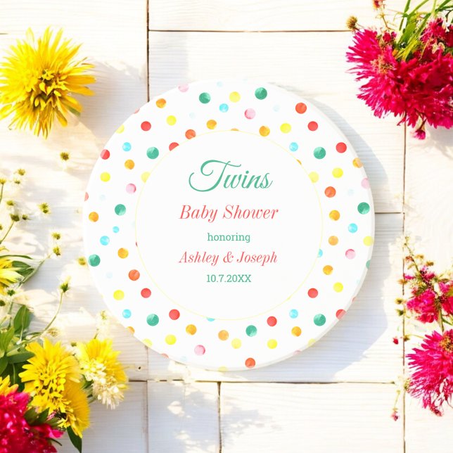 Baby Shower Pink Red Dots Pattern Coaster (Creator Uploaded)