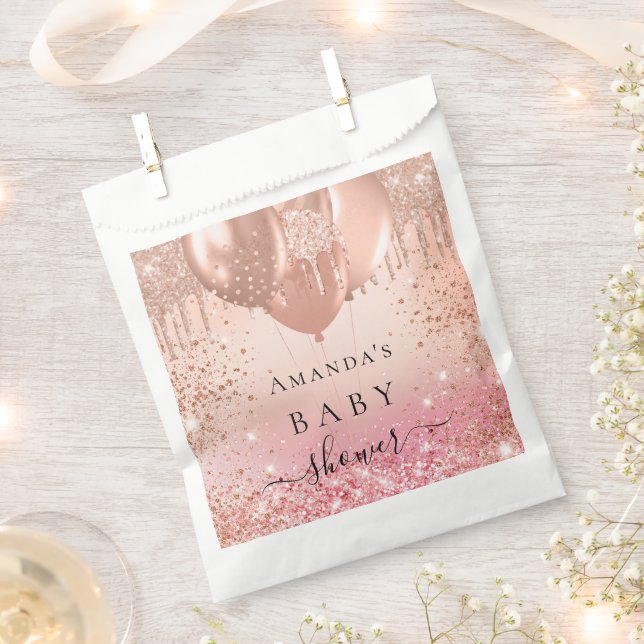 Baby Shower pink rose gold balloons Favour Bag (Clipped)