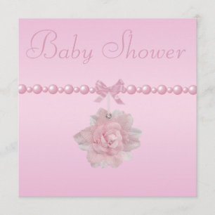 Baby Shower Pink Rose, Shoes, & Jewel Pacifier Invitation