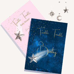 Baby Shower Pink Twinkle Twinkle Stars  Invitation