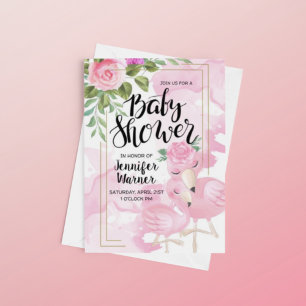 Baby Shower   Pink Watercolor Flamingo Invitation