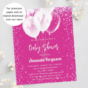 Baby Shower pink white balloons budget invitation Flyer