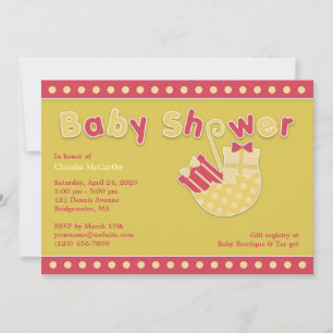 Baby Shower Pink Yellow Flat Invitation
