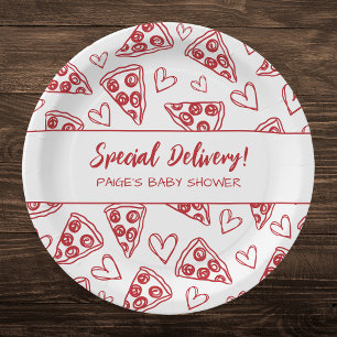 Baby Shower Pizza Party Italian Special Delivery Paper Plate