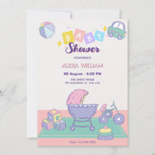 Baby shower Playful pastel colour Invitation
