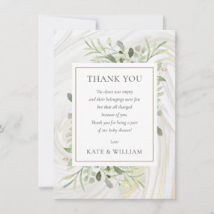 Baby Shower Poem Spring Leaves Greenery Thank You Card