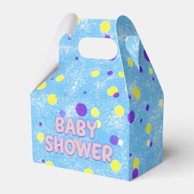 Baby Shower Polka Dot Bubble Letters on Sponge Favour Box (Front Side)