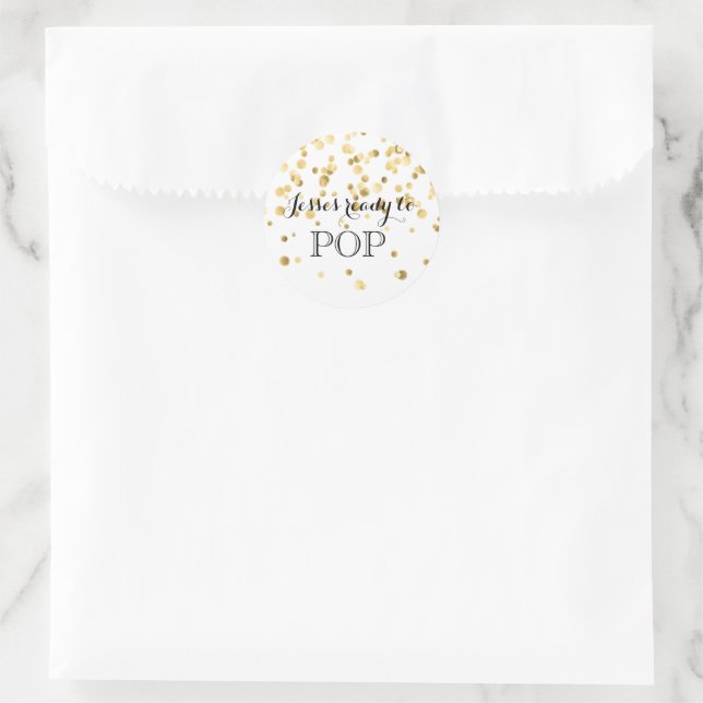 Baby Shower Popcorn She's Ready to POP Classic Round Sticker (Bag)