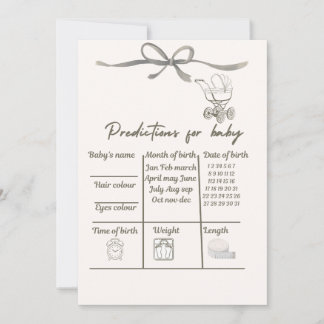 Baby Shower Prediction Card Game