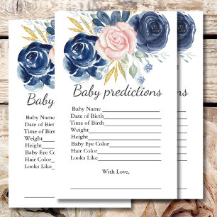 Baby Shower Prediction Game Navy Blush Pink Floral