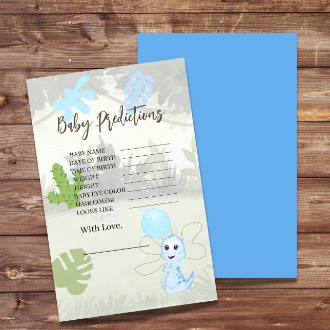 Baby Shower Predictions Blue Balloon And Dinosaur  (Creator Uploaded)