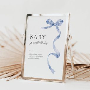 Baby shower predictions table sign with bow design