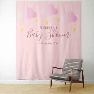 Baby Shower Pretty Pink Photo Booth Backdrop Tapestry