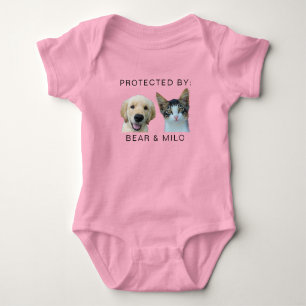 Baby Shower Protected by Pets Custom Dogs and Cats Bodysuit