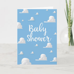 Baby Shower Puffy White Clouds Note Card
