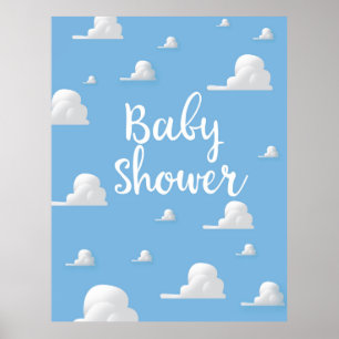 Baby Shower Puffy White Clouds Poster