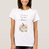 Baby Shower pumpkin cream flowers fall girl T-Shirt (Front)