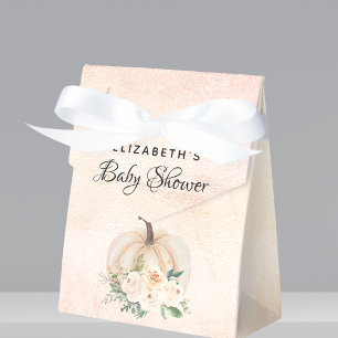 Baby shower pumpkin fall cream rose gold favour box