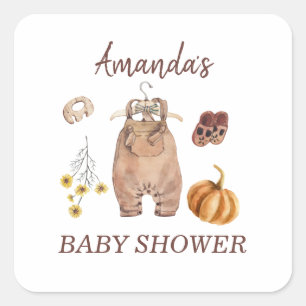 Baby Shower Pumpkin Minimalist Baby Square Sticker