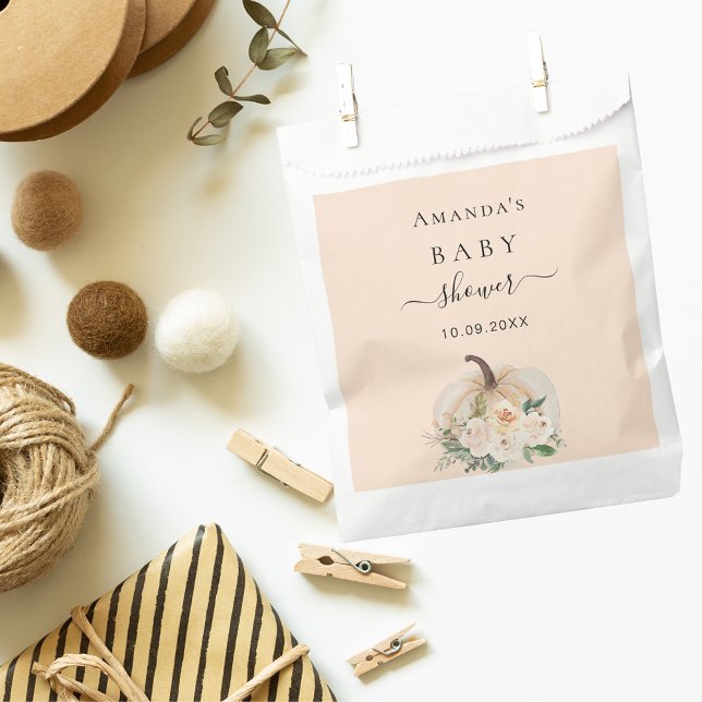 Baby Shower pumpkin rose gold cream blush Favour Bag (Creator Uploaded)
