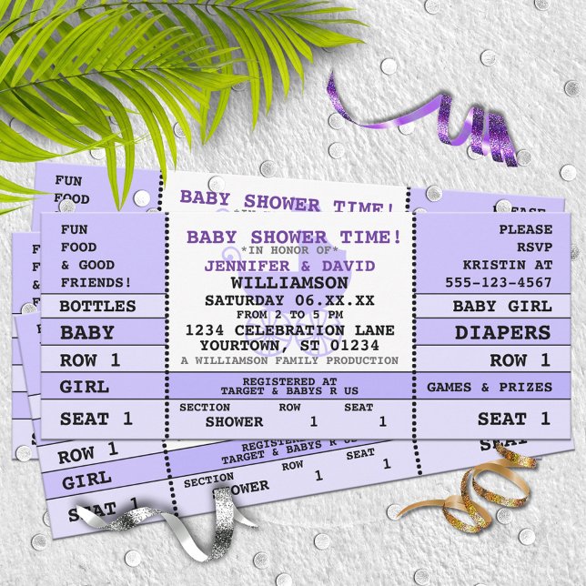 Baby Shower Purple Concert Ticket Invitation (Creator Uploaded)