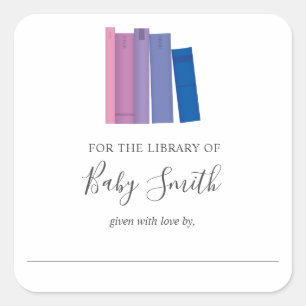 Baby Shower Purple Girl Bookplate Sticker