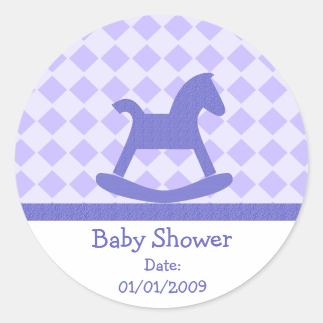 Baby Shower Purple Rocking Horse Stickers (Front)