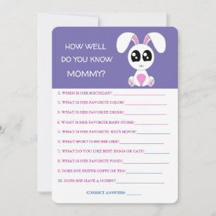Baby Shower Rabbit, How Well Do You Know Mum Invitation
