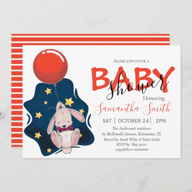 Baby Shower Rabbit Invitation (Front/Back)