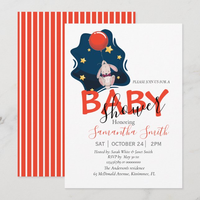 Baby Shower Rabbit Invitation (Front/Back)
