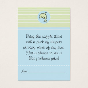 Baby Shower Raffle Ticket/Green/Blue Dolphin