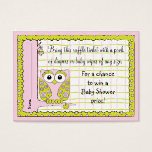 Baby Shower Raffle Ticket/Pink/Green Owl