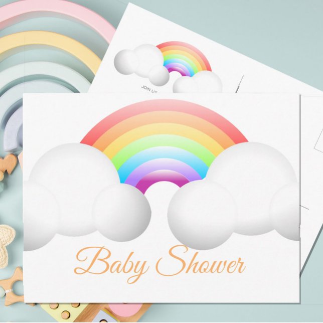 Baby Shower Rainbow Clouds Colourful Postcard (Creator Uploaded)