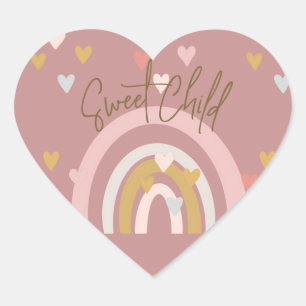 Baby Shower Rainbow Hearts Pink Heart Sticker