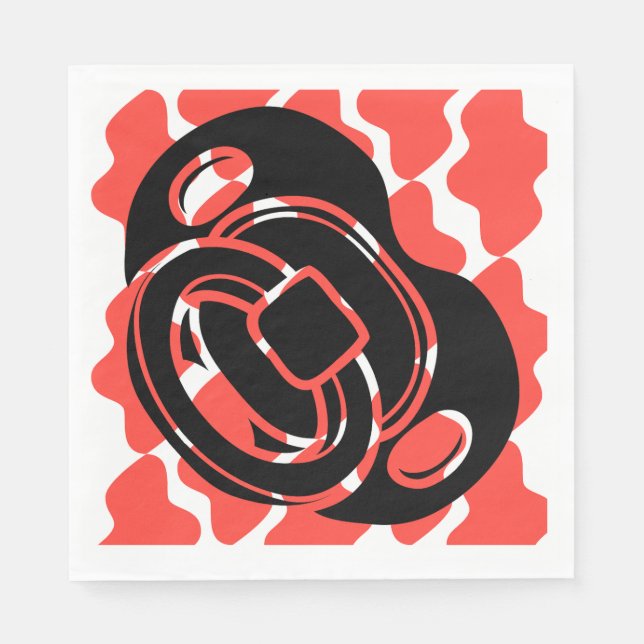 Baby Shower Red & White Pacifier  Napkin (Front)