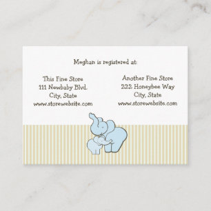 Baby Shower Registry Card Blue Elephant Hugs