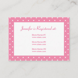 Baby Shower Registry Card with Date - Pink Dots