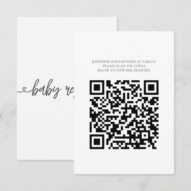 Baby Shower Registry Card with QR Code Minimalist (Front/Back)