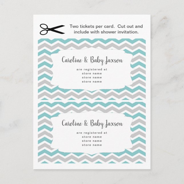 Baby Shower registry insert cards, teal neutral Invitation Postcard (Front)