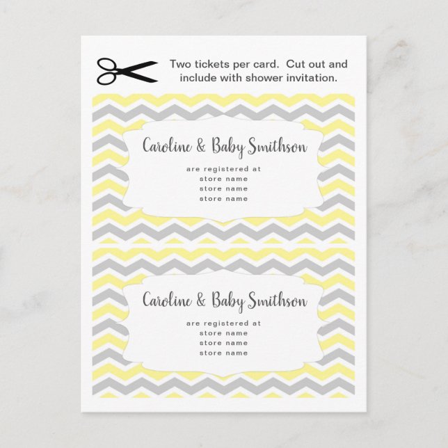 Baby Shower registry insert cards, yellow neutral Invitation Postcard (Front)