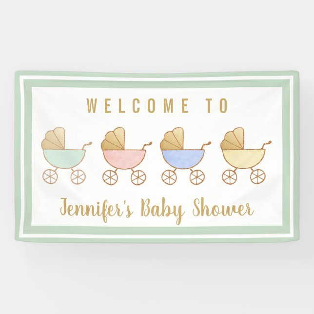 Baby Shower Retro Carriage Parade Welcome Banner (Horizontal)