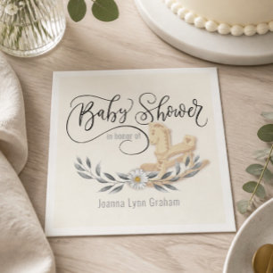Baby Shower Rocking Horse Personalised Paper Napkin