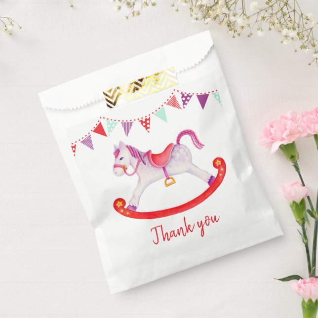 Baby shower rocking horse watercolor art favour bag (Sealed)