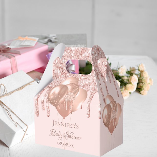 Baby Shower rose gold blush glitter balloons Favour Box (Creator Uploaded)