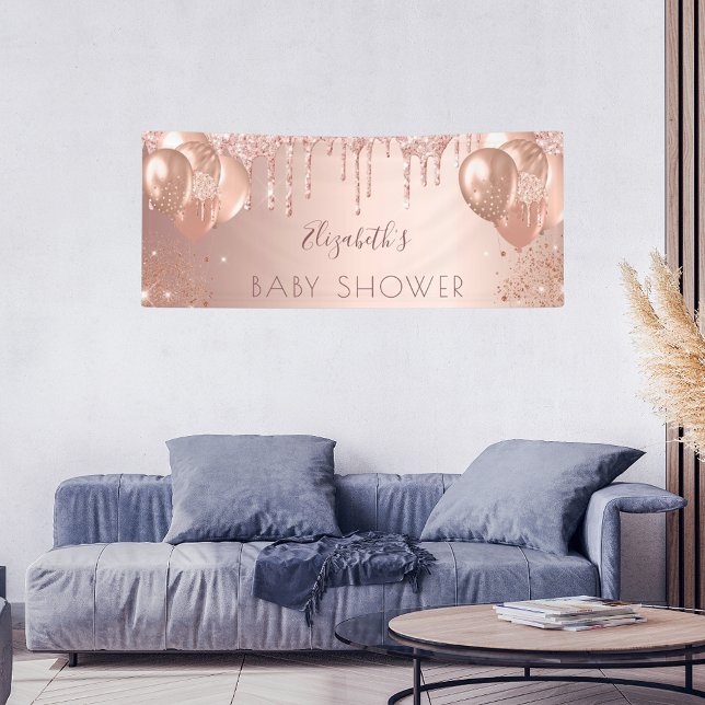 Baby Shower rose gold glitter balloons Banner (Creator Uploaded)