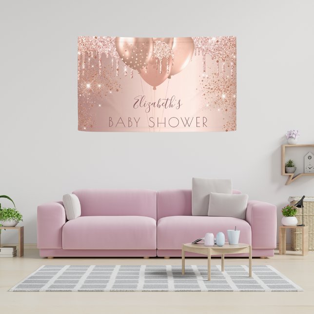 Baby Shower rose gold glitter balloons girl Banner (Creator Uploaded)