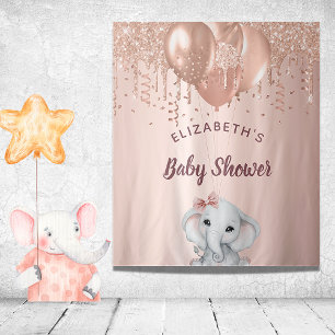 Baby Shower rose gold glitter elephant girl Tapestry