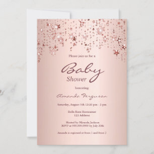 Baby Shower rose gold stars Invitation