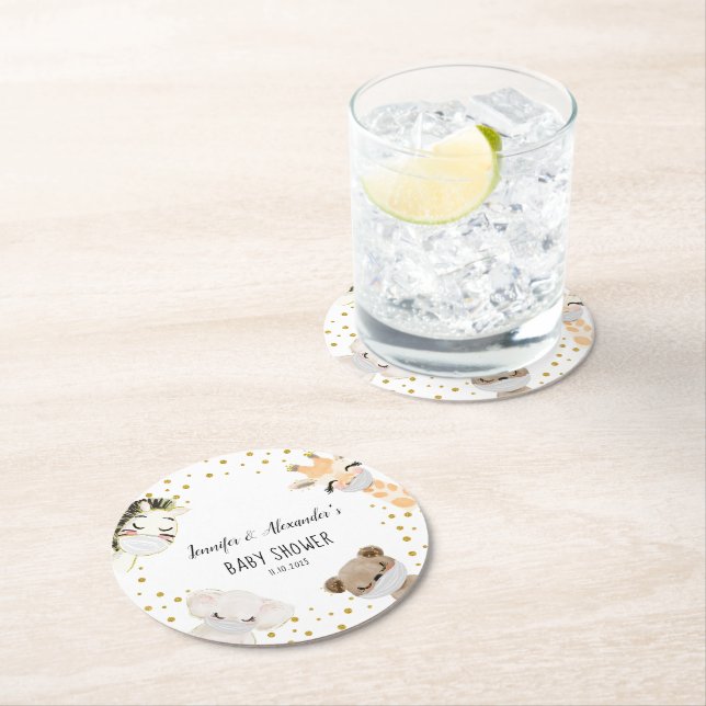 Baby Shower Round Paper Coaster (Insitu)