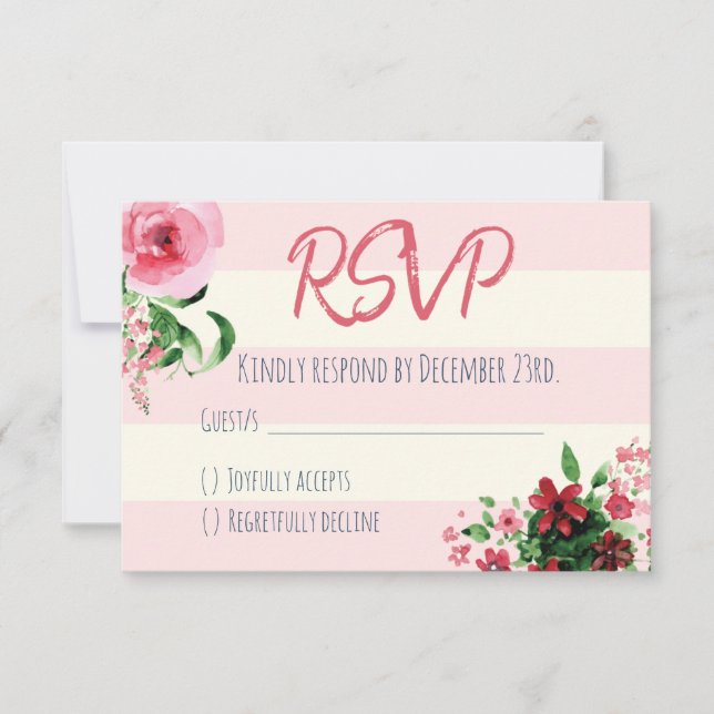 Baby Shower RSVP Card Floral Pink (Front)